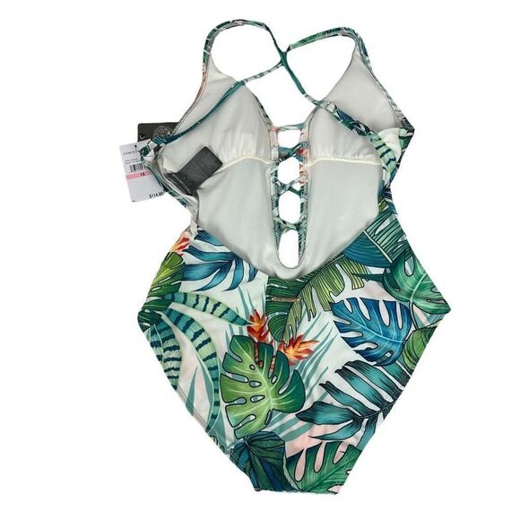 Vince Camuto Tropical Print Criss Cross one-Piece Swimsuit size 10 - Picture 2 of 5